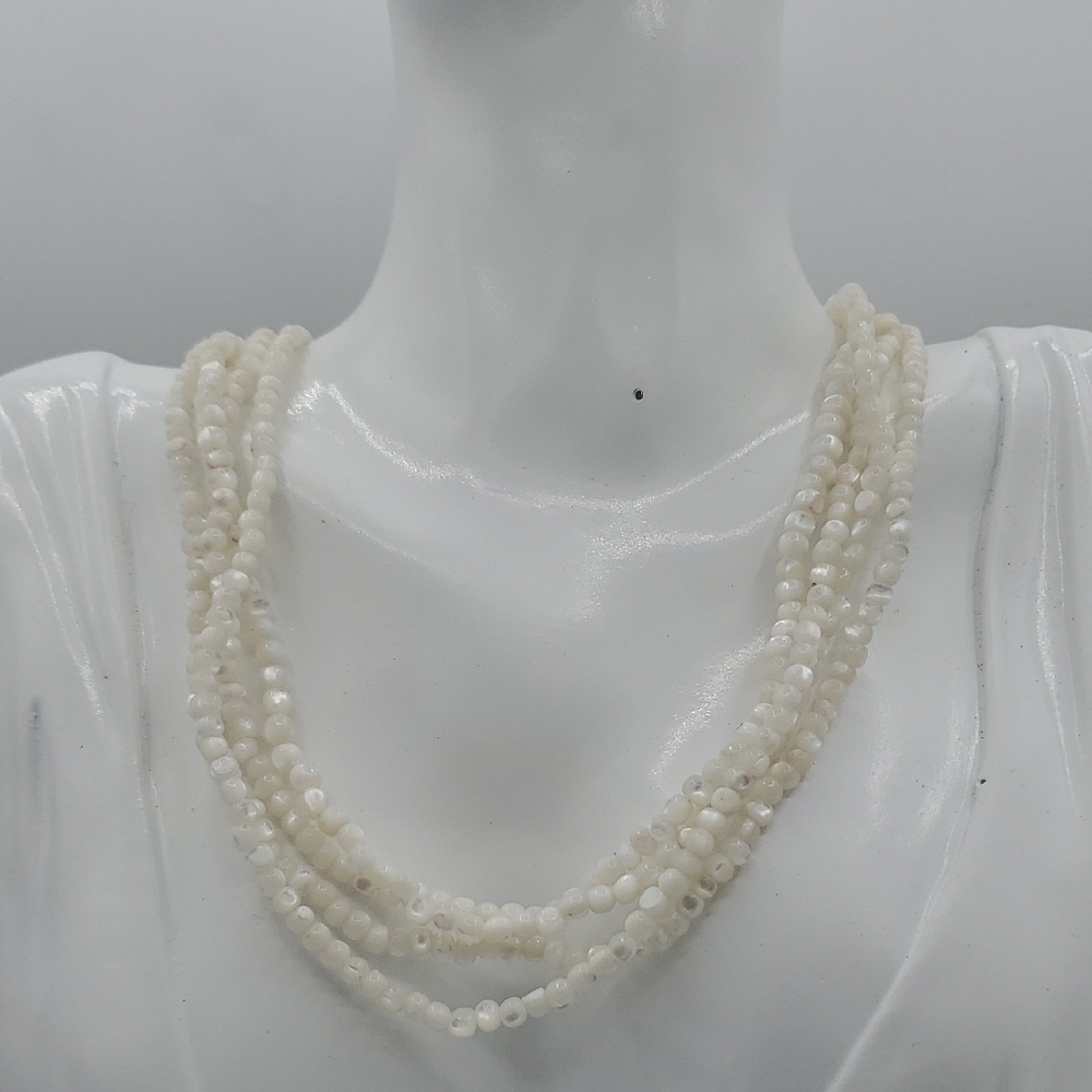 Elegant White Beaded Necklace 34 Inch‎ N3637